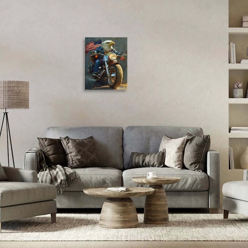 Stupell Industries Patriotic Eagle Motorcycle Canvas Wall Art