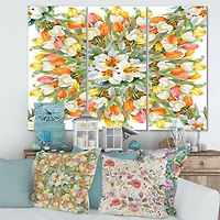 Designart - Blooming White and Orange Tulips II