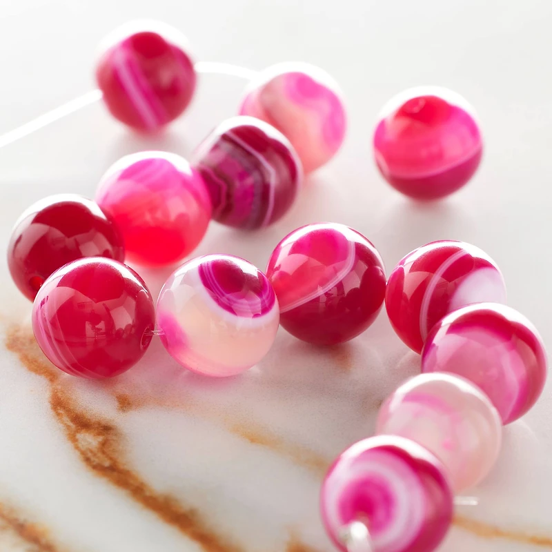 Pink Dyed Agate Round Beads, 12mm by Bead Landing™