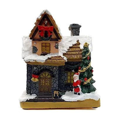 Wizardi 3" Christmas Village Festive Cottage with Santa Claus