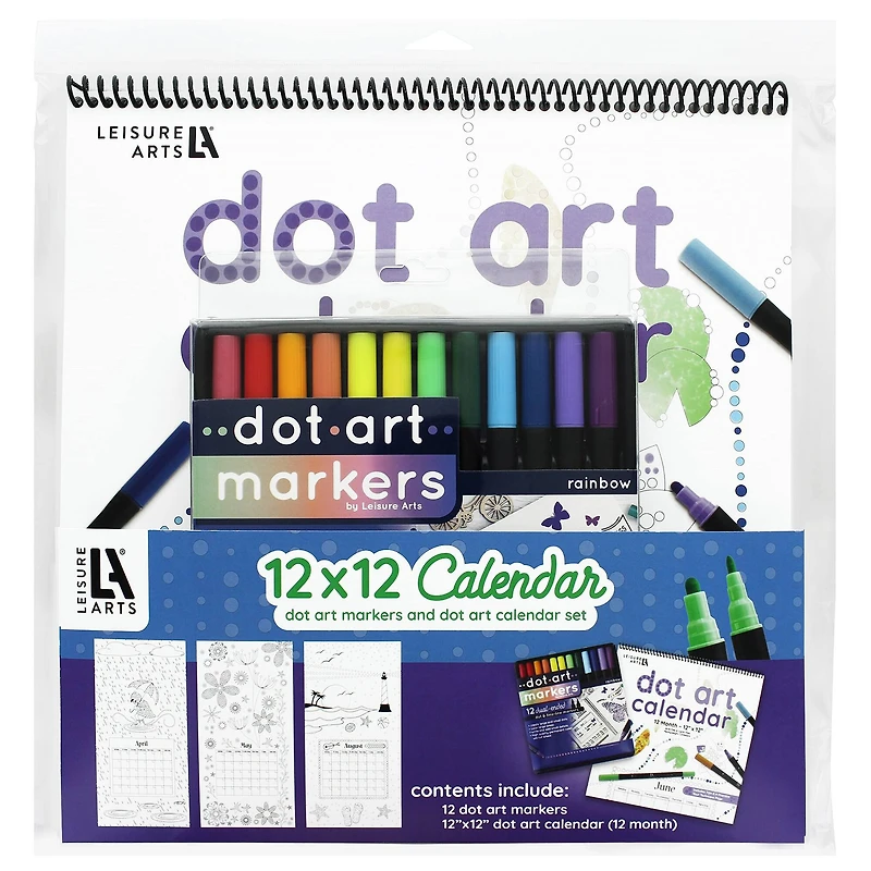 Leisure Arts® Dot Art 12'' x 12'' Calendar with Markers Set