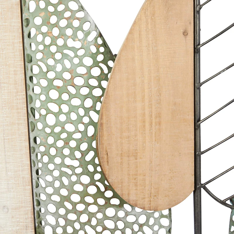 47" Brown Modern Leaves Wall Décor