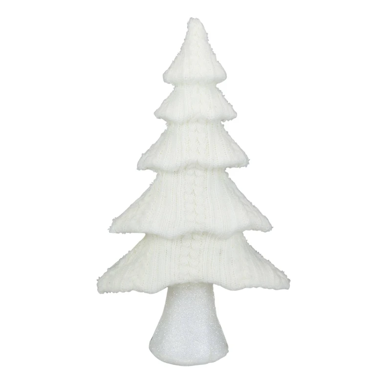 16.75" Cream Cable Knit Christmas Tree Tabletop Décor