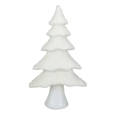16.75" Cream Cable Knit Christmas Tree Tabletop Décor