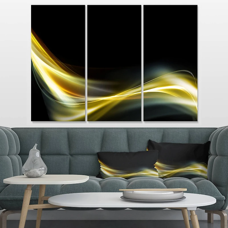 Designart - Gold in Black Upward Lines