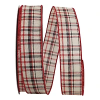 JAM Paper 1.5" x 50yd. Wired Athens Lauren Plaid Ribbon