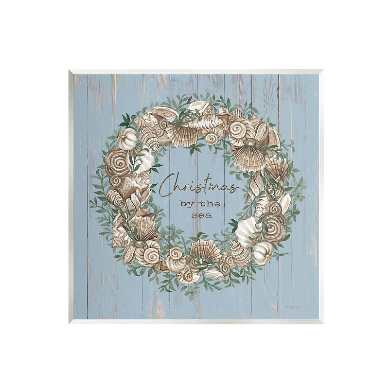 Stupell Industries Christmas by the Sea Shell Wreath Wall Art