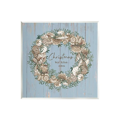 Stupell Industries Christmas by the Sea Shell Wreath Wall Art
