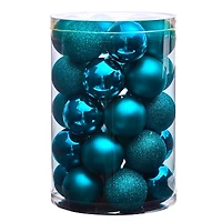 30ct. 2.5" Teal Shatterproof Christmas Ornaments
