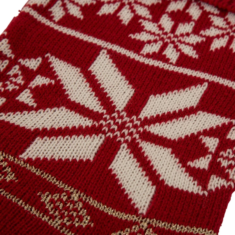 Glitzhome® Knitted Christmas Snowflake Stocking & Tree Skirt Set