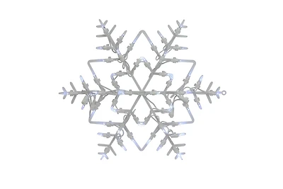 16" White Lighted Snowflake Christmas Window Silhouette Decoration