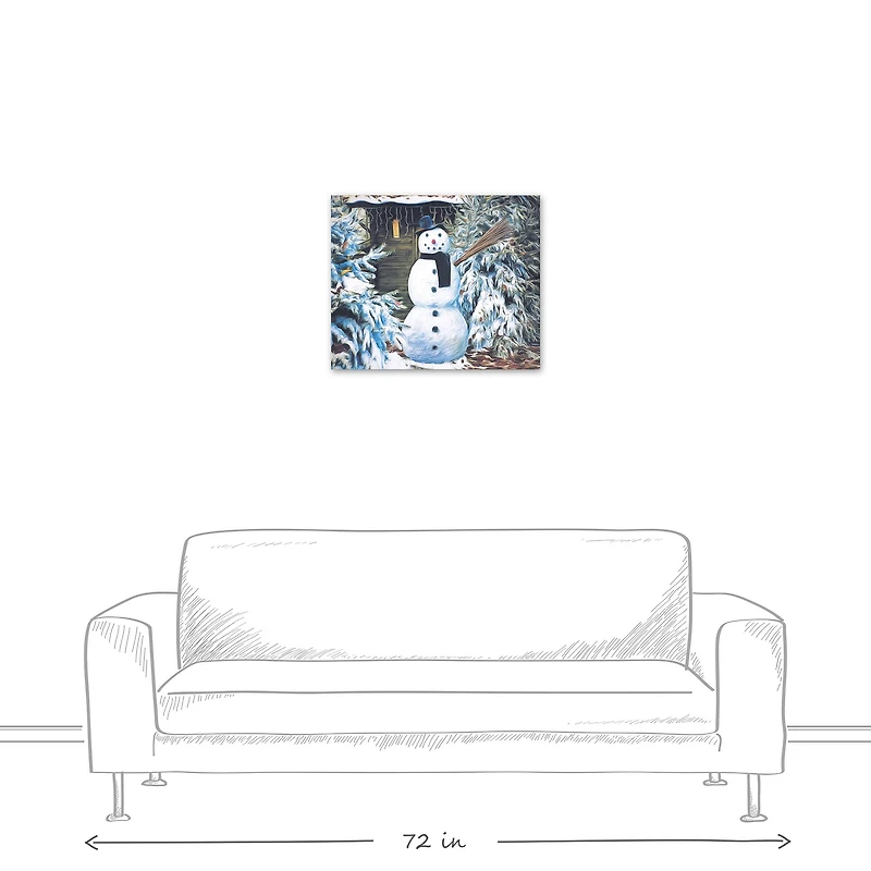 Winter Snowman 24x20 Canvas Wall Art
