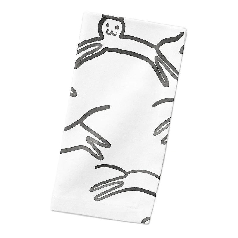 Leaping Cat Pattern I 10" x 10" Cotton Twill Napkin