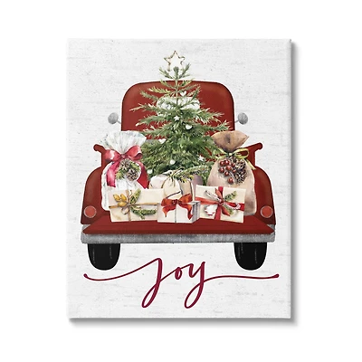 Stupell Industries Joy Holiday Red Gift Truck Canvas Wall Art