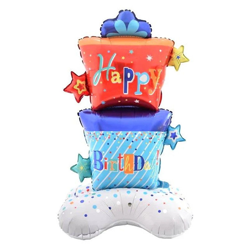 Wizardi Red & Blue Happy Birthday Gifts Standing Foil Balloon Decoration