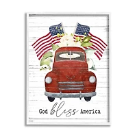 Stupell Industries God Bless America Red Truck Wall Art in White Frame
