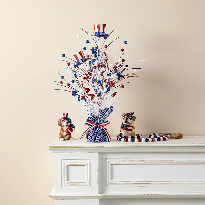 Glitzhome® 20" Patriotic Americana Top Hat Table Tree