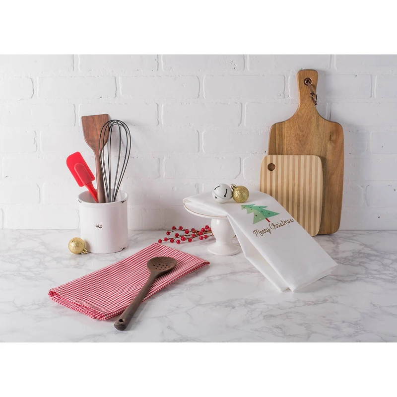 DII® Red Check & White Merry Christmas Dishtowel Set