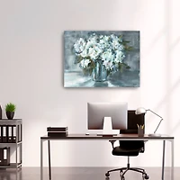 White Hydrangeas On Gray Landscape Canvas Giclee