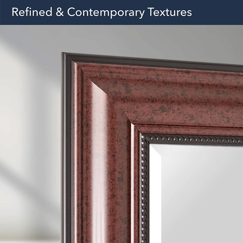 Head West Deep Cherry 28" x 34" Framed Beveled Accent Vanity Mirror