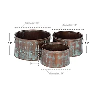 Copper Metal Rustic Planter Set