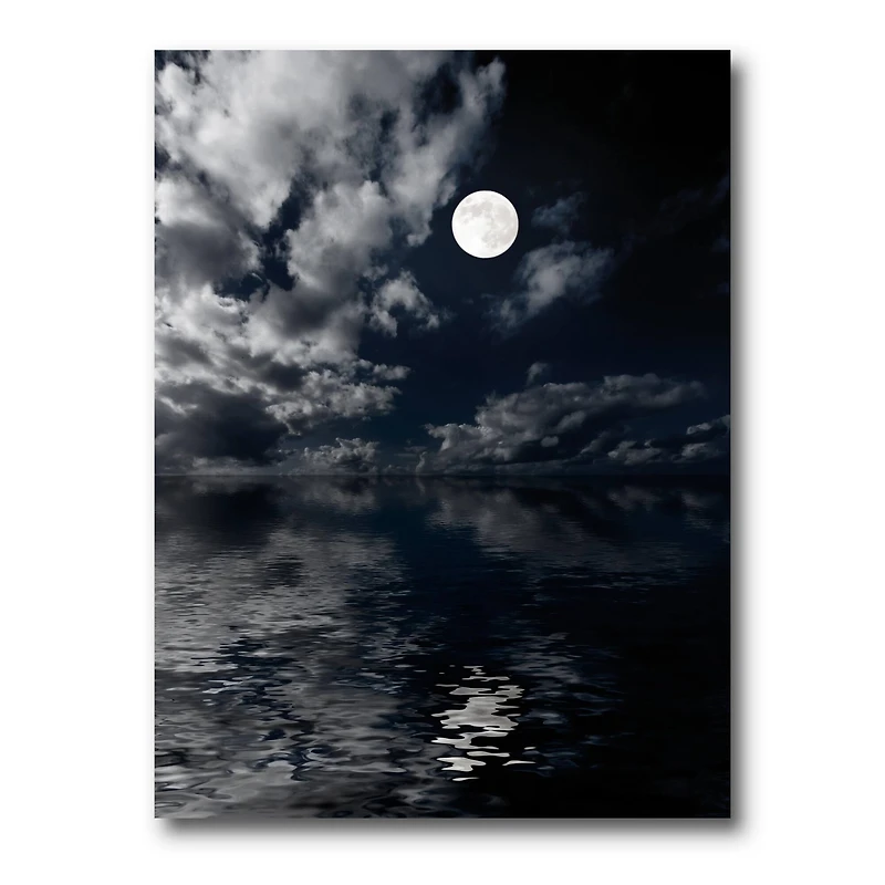 Designart - Full Moon In Cloudy Night Sky IV