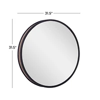 31.5" Black & Brown Contemporary Metal Wall Mirror