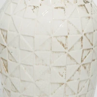 16" White Stoneware Coastal Style Vase