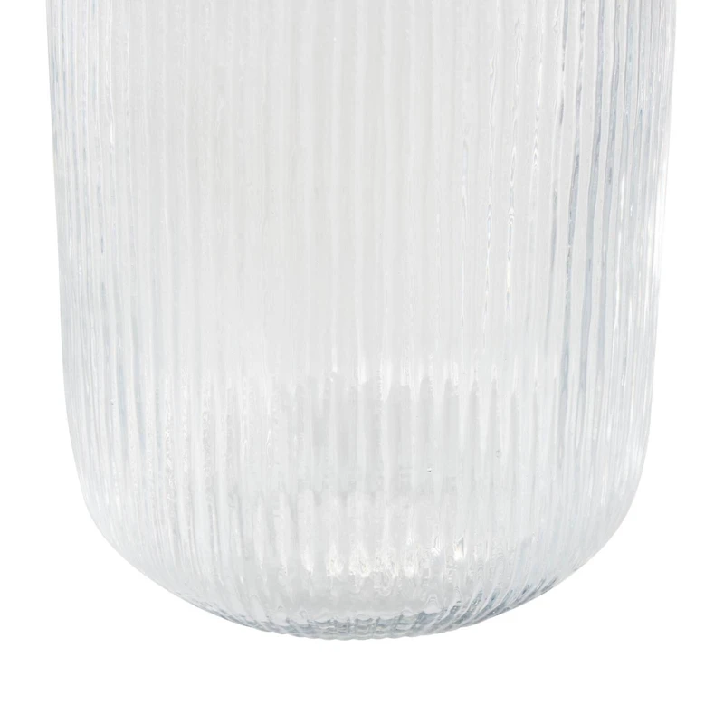 14" Clear Glass Ribbed Decorative Vase