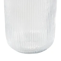 14" Clear Glass Ribbed Decorative Vase