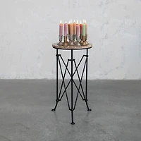 Hello Honey® 2ft. Tan Marble Top Modern Round Metal Accent Table