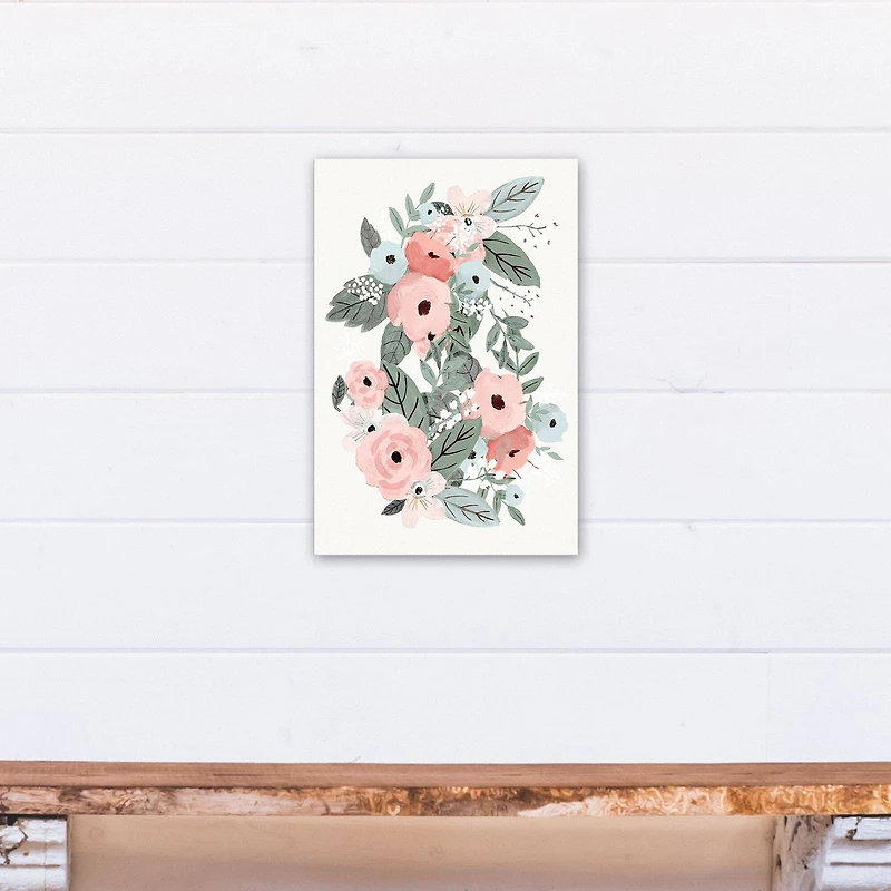 Painted Pastel Flowers 12" x 18" Canvas Wall Art