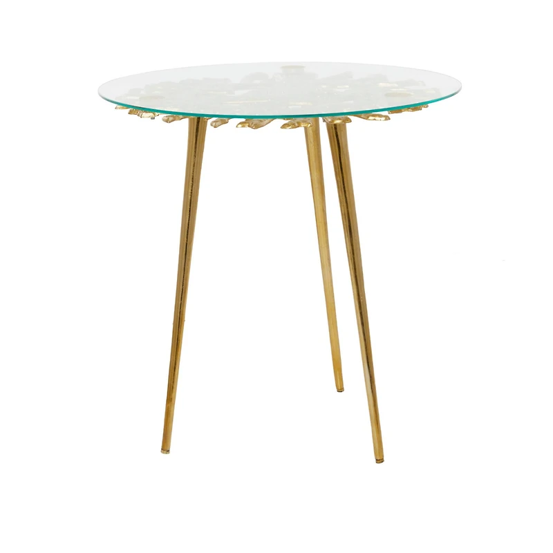 Gold Aluminum Modern Accent Table, 22" x 22" x 22"