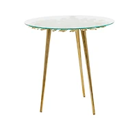 Gold Aluminum Modern Accent Table, 22" x 22" x 22"