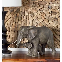 20" Dark Gray Eclectic Polystone Elephant Sculpture
