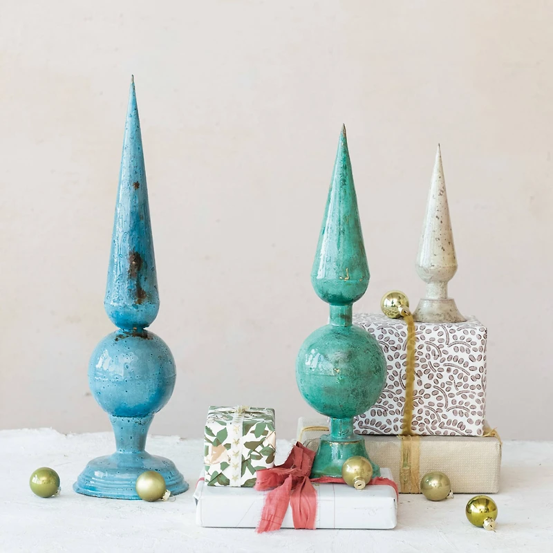 Hello Honey® Antique Green Enameled Metal Finial