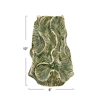 Hello Honey® 12.75" Green Textured Stoneware Organic Shaped Vase with Reactive Glaze