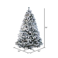 6.5ft. Pre-Lit Flocked Alaskan Pine Artificial Christmas Tree, Pure White Dura-Lit® LED Lights