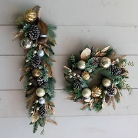 Hello Honey® 2.5ft. Faux Pine Swag with Ornaments, Pinecones & Glitter