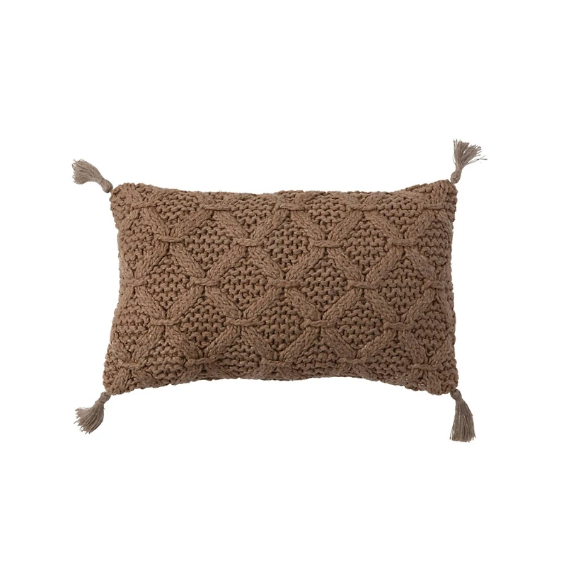Hello Honey® Cotton Slub Lumbar Pillow with Diamond Weave and Tassels
