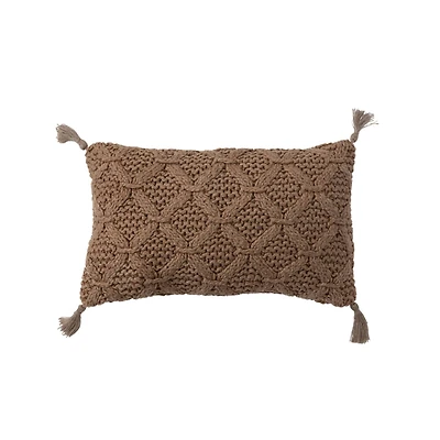 Hello Honey® Cotton Slub Lumbar Pillow with Diamond Weave and Tassels
