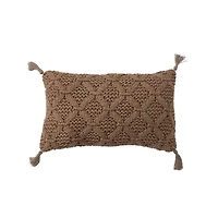 Hello Honey® Cotton Slub Lumbar Pillow with Diamond Weave and Tassels