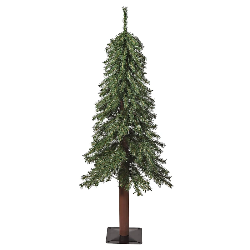 4ft. Pre-Lit Mountain Fir Artificial Christmas Tree with Natural Wood Pole, Soft White LED Lights
