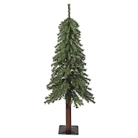 4ft. Pre-Lit Mountain Fir Artificial Christmas Tree with Natural Wood Pole, Soft White LED Lights
