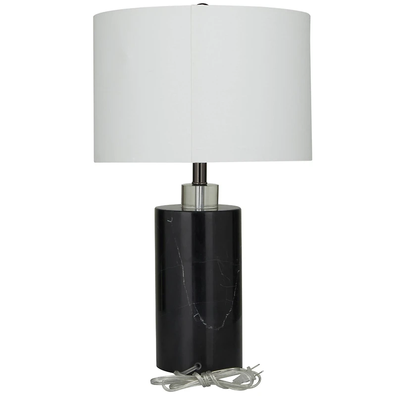 Black Marble Thick Stand Table Lamp with Drum Shade 15" x 15" x 24"