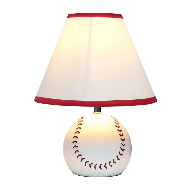 Simple Designs™ 11.5" Baseball Base Table Lamp and White Shade Red Trim