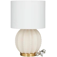 CosmoLiving by Cosmopolitan Cream Ceramic Gourd Style Base Table Lamp with Drum Shade 12" x 12" x 19"