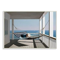 Stupell Industries Blue & White Striped Hammock on the Beach House Porch Wall Plaque