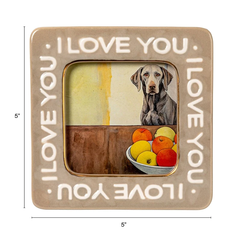 Hello Honey® Beige “I Love You” Stoneware Photo Frame