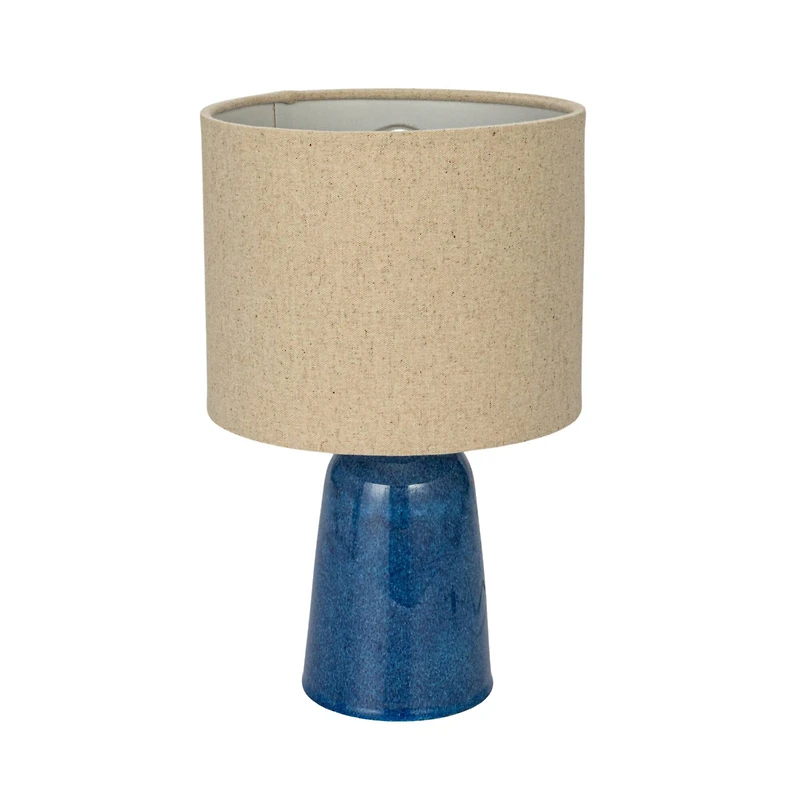 Hello Honey® 14" Blue Reactive Glaze Ceramic Table Lamp with Linen Shade Set, 2ct.